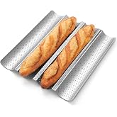 Pavsrmy Baguette Bread Pan, Premium Nonstick Perforated Baguette Pan for French Bread Baking, 4 Loaves Baguette Baking Tray f