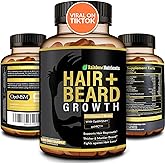 Hair + Beard Growth Vitamins for Men | Biotin 10,000mcg, Collagen, Patented OptiMSM®, goMCT®, Saw Palmetto | 60 Day Supply | Naturally Regrow Stronger, Thicker, Healthier Hair & Stops Hair Los