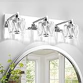 VOLISUN Crystal Vanity Lights - 3 Light Modern Stainless Steel Bathroom Light Over Mirror, Chrome Finish - UL Certificated (E