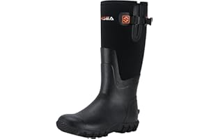 HISEA Women's Mid Calf Rain Boots Waterproof Rubber Boot for Garden Mud Working