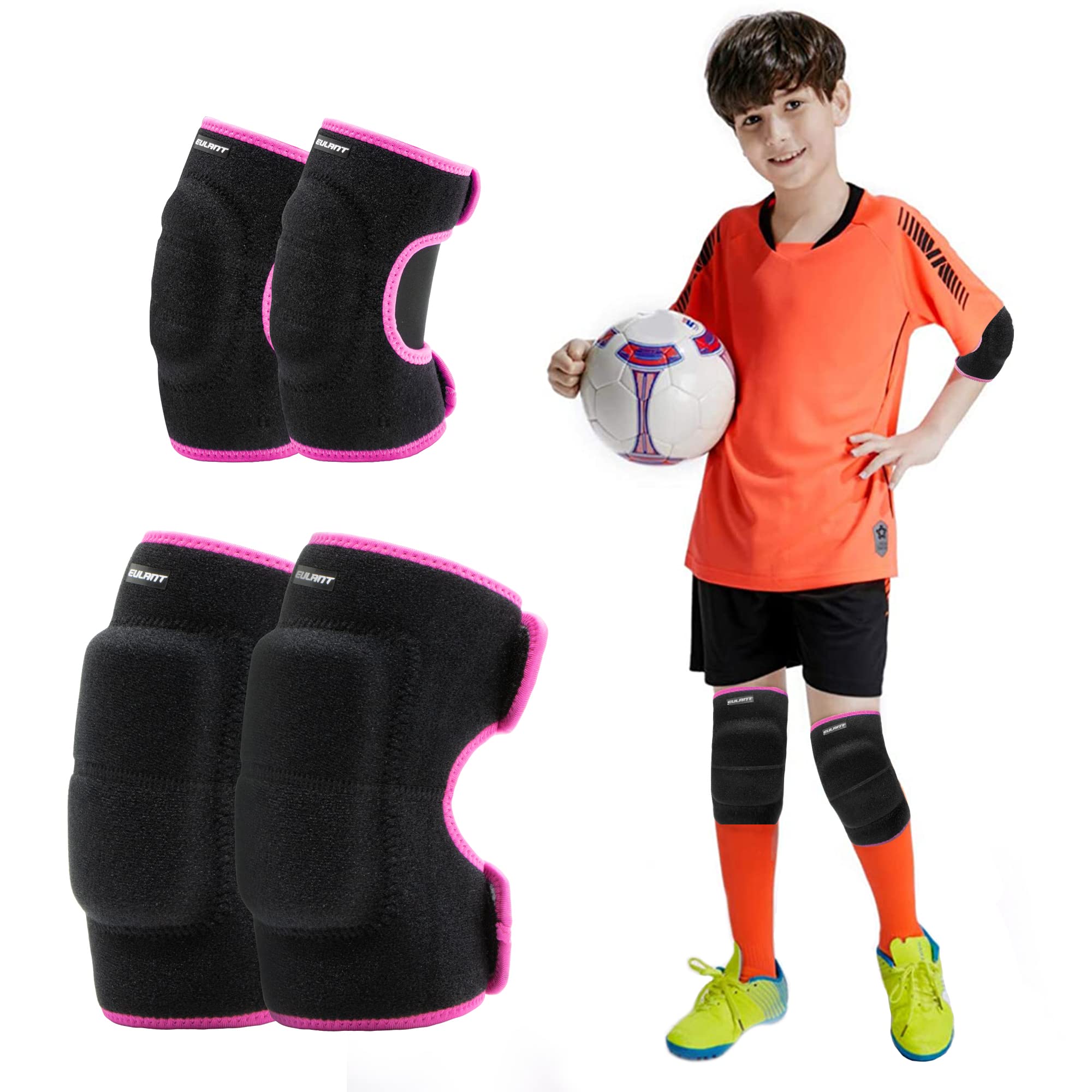 Soft Knee and Elbow Pads for Children & Teens & Adults, Adjustable Roller Skate Protection Set for Dance, Skating, Scooter, Cycling, Skateboard