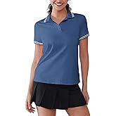 Womens Golf Polo Shirts Short Sleeve V Neck Collared Shirts Tennis Work Athletic Golf Tops