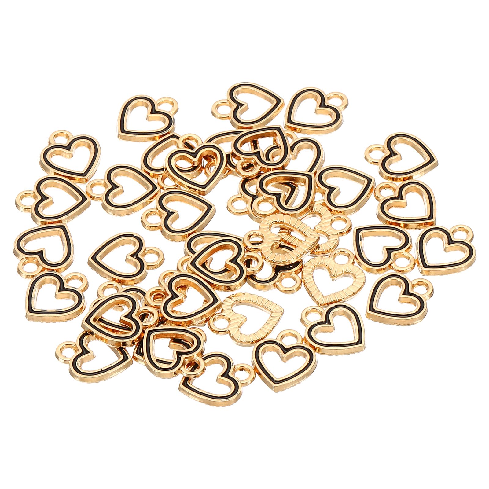 PATIKIL 12x10mm Enamel Charm, 40Pcs Alloy Hollow Heart Charm Pendant for Jewelry Making Necklace Bracelets DIY Accessories, Black
