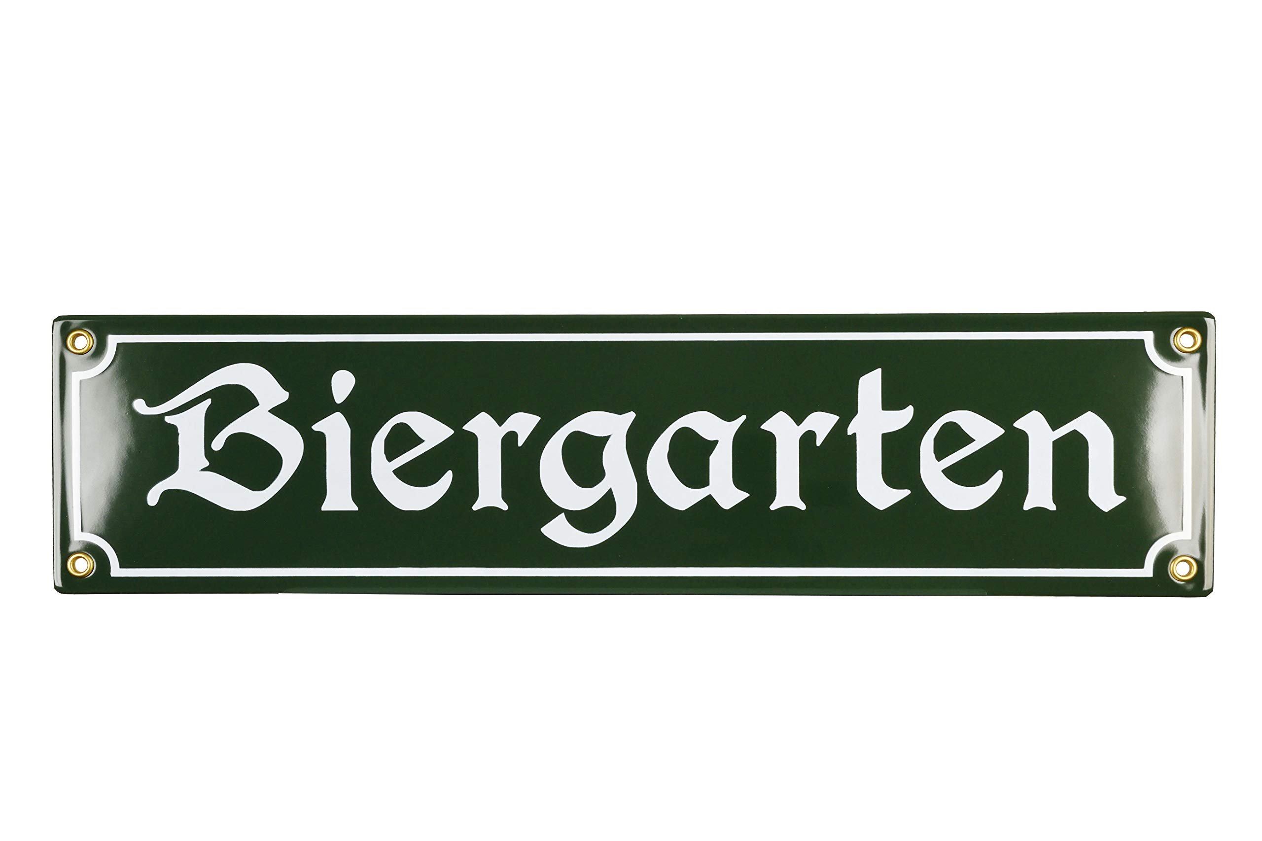 Sosenco Beer Garden Sign - 10 x 40 cm - Green - Ceramic Enamel - Weatherproof - Oktoberfest Sign - Decorative Tin Sign