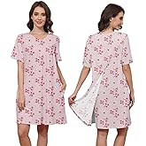 Liokoc Hospital Gowns for Women Open Back Tear Away Snap Post shoulder Dress Short Sleeve Soft Adaptive Clothing with Pockets