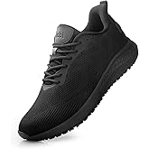 Slip Resistant Work Shoes for Men, Black Zapatos de Trabajo para Hombres, Non Slip Comfortable Lightweight Food Service Chef Sneakers in Kitchen Restaurant, Medium or Wide, US 6.5-14