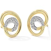Swirl Diamond Stud Earrings for Women, 1/10 Carat Lab Grown Diamond Studs, 925 Sterling Silver Jewelry with 14K Gold Vermeil, Hypoallergenic Gold & Sterling Silver Earrings, Jewelry Gift Box