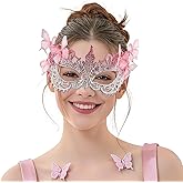 LATIMOON Halloween Lace Masquerade Masks for Women - 1920s Butterfly Antique Mask for Men Carnival Party Mardi Gras Party