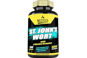 Mecisco St. John's Wort Capsules 5050mg - 150 Capsules - 5-Month Supply - High Concentrated with Ashwagandha Root, Ginkgo Biloba Leaf, and Black Pepper - Mood & Mind Support