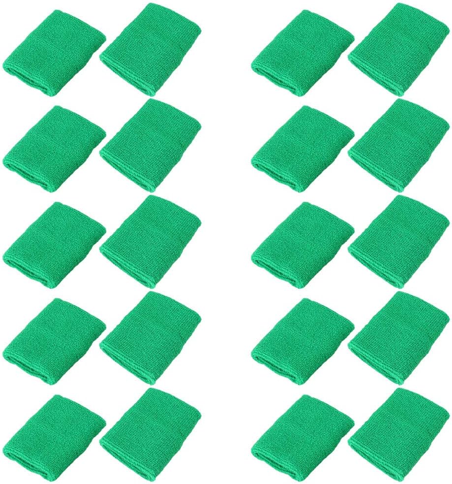 Mallofusa 10 Pack Colorful Sports Basketball Football Absorbent Wristband Party Outdoor Activity (Green): Clothing