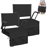 Sheenive Portable Bleacher Seat, Folding Stadium Seats with Back Support | Wide Bleacher Chairs Cushion, Padded Armrests, Open Storage Pocket &amp; Cup Holder, Shoulder Strap, Fits All Standard Bleachers