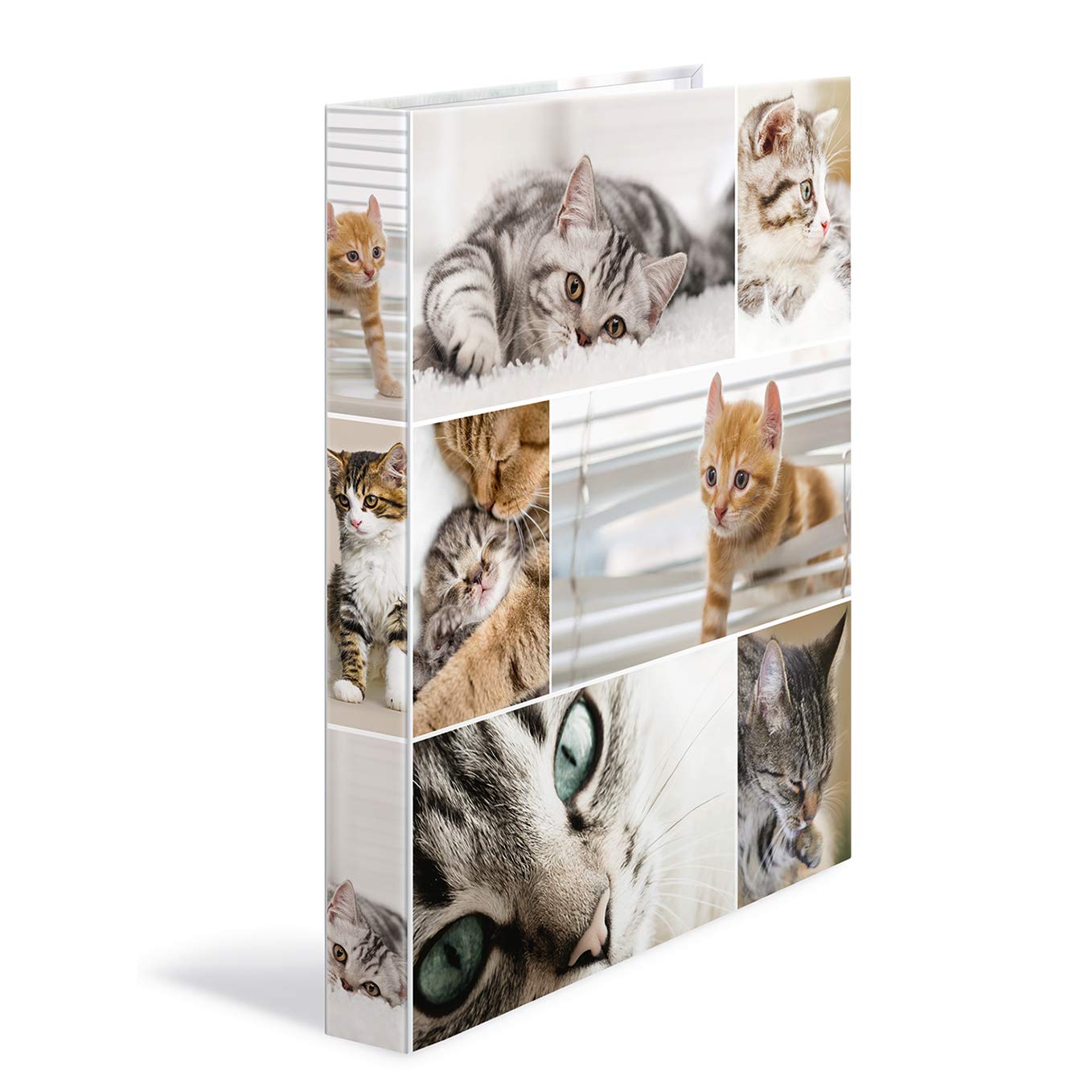 HERMA Ring Binder Animals with Cats Motif, A4, 35 mm Spine, Slim 2-Ring Binder Made of Cardboard