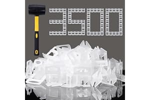 HEILUON Tile Leveling System Clips 1/16 Inch 3500 Piece Tile Spacers Clips and 16 oz Rubber Mallet Hammer .Tile Tools Set for Professional Ceramic and Stone Installation