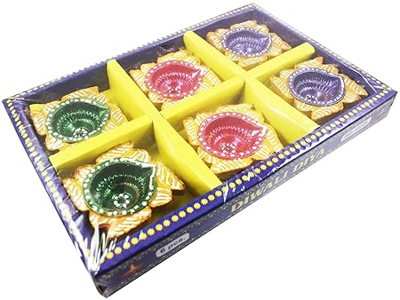 Urvi Creations Set of 6 Swastik Handmade Traditional Clay Mitti Diya/Deepak Oil Lamps Terracotta diyas Candles for Diwali Navratri Pooja and Diwali Decoration Lights Gift