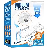 9 Pack XXL Jumbo Vacuum Storage Bags, Double-layer Design Leak-proof and Puncture-resistant, Extra Large Space Saver Vacuum Seal Bags for Comforters, Bedding, Blankets, Huge Stuffed Toy (47.2x39.4 in)