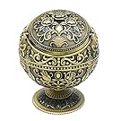 Honoro Vintage Windproof Ashtray with Lid,Metal Decorative Cigarettes Ashtray for Outdoor Indoor,Unique Tabletop Ashtray for Home Hotel,Nice Gift(Rose Bronze)