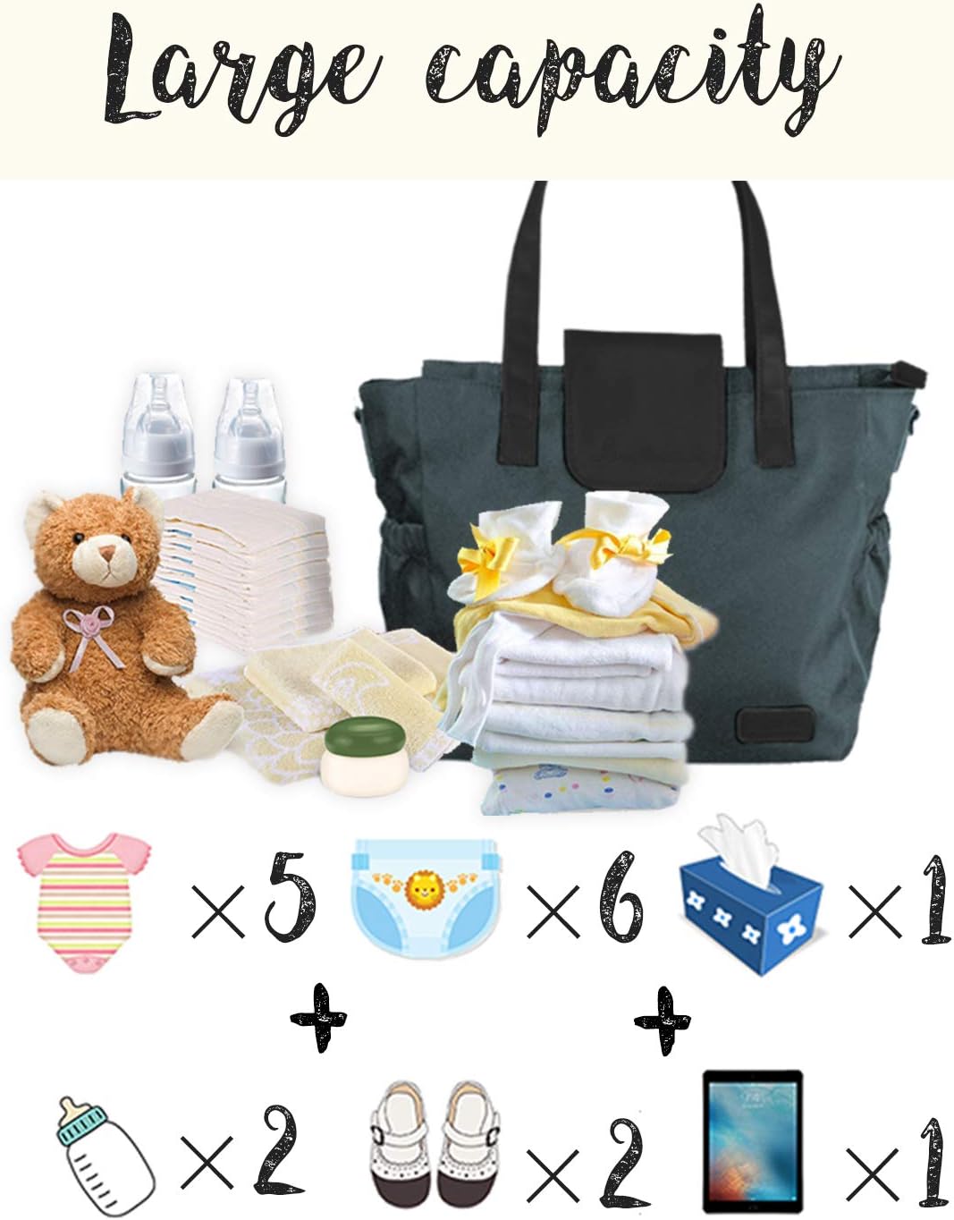 Limerence Voga Sac A Langer Bebe Confort Sac A Couches Noir 37 27 14 5 Cm Poche Isolee Sac Bebe Poches Laterales Sangles De Poussette Avec Tampon De Changement Poche Pour