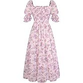 Scarlet Darkness 2026 Summer Floral Dress for Women Cottagecore Smocked Midi Dresses