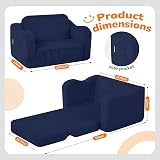 MeMoreCool Corduroy Kids Couch Sofa Folding Toddler Chair Bed Navy Blue view 2