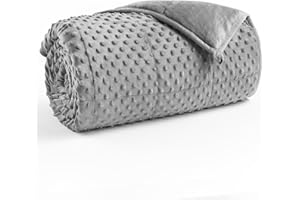 UINIU Minky Dot Weighted Blanket for Adults Queen Size 15 lbs, Soft Cooling Heavy Breathable Blanket for All-Season, Washable Weighted Throw with Glass Beads, 60 x 80 Inches, Grey
