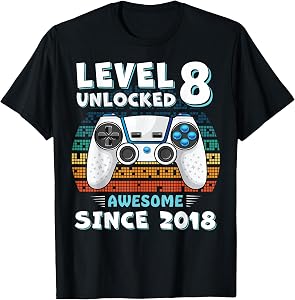 8 Year Old Bday Decorations Son Boy 8yr 2018 8th Birthday T-Shirt