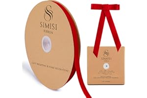 SIMISI RIBBON Red Velvet Ribbon 3/8'' 25 Yards for Christmas Tree, Gift Wrapping, Flower Bouquet, Wreath Decorations, Bow Making