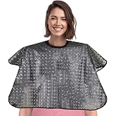 YELEGAI Short Waterproof Hair Dye Cape, Salon Cover for Hair Color,Shampoo | Bleach &amp; Chemical Proof Plastic Shower Apron for Makeup Artists Comb-out Beard Shaving Bib for Beauty Supplies Black