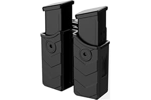 BEDONE Universal Double Magazine Holster, 9mm 40 Dual Stack Mag Holder, .45 Single Stack Magazines Pouch Adjustable Retention for Glock, S&W, Ruger, Sig Sauer, Taurus, Beretta, Springfield, H&K, and More
