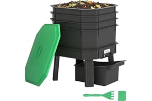 Outsunny 4-Tray Worm Composter Bin, 7.4Gal Outdoor Indoor Worm Composter, Farm Starter Kits for Vermicomposting Starter, Gard