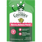 Greenies Feline Natural Crunchy Dental Cat Treats, Salmon Flavor, 2.1 oz | #1 vet-recommended, clinically-proven oral care, cleans teeth and freshens breath, cleans to gumline, natural ingredients