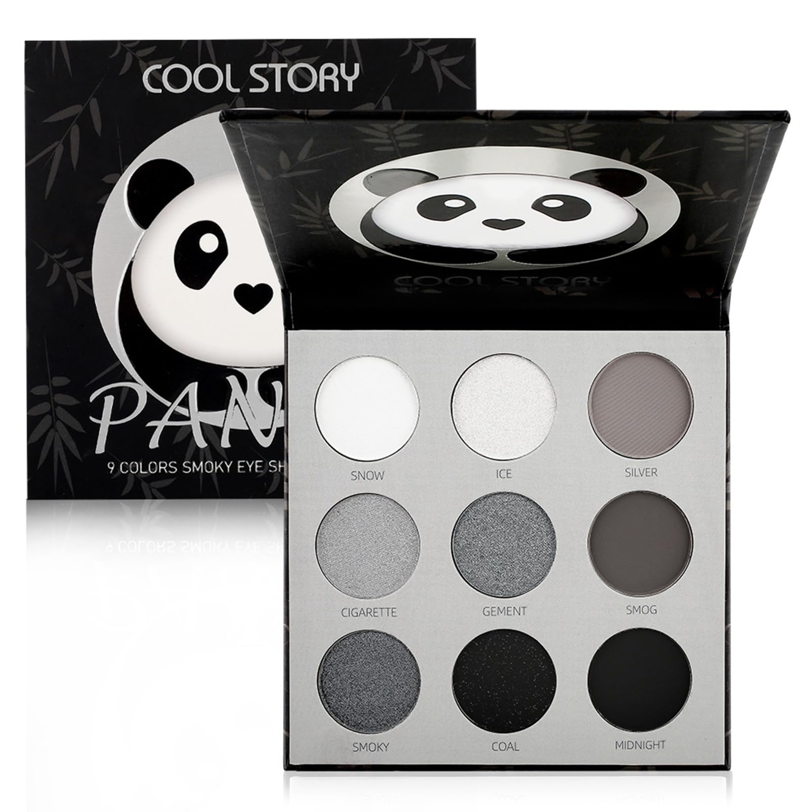 Black Eyeshadow Palette,Smokey Eyeshadow Palette Makeup,9 Colors Black Silver Gray White Eye Shadow Palette,Highly Pigmented Blendable Makeup Matte Glitter Eye Shadow Palette For Girl&Women