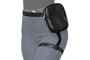 Women's Leg Bag, Thigh Bag Motorcycle, Waterproof, Mobile Phone Thigh Bag, Small, Belt Bag, with Removable Leg Strap (Black),