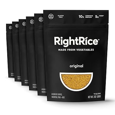 RightRice - Original (7oz. Pack of 6) - Made from Vegetables - High Protein, Vegan, non GMO, Gluten Free