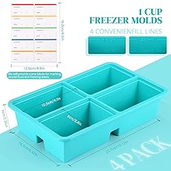4 Pack Silicone Freezer Trays With Lid - 1 Cup