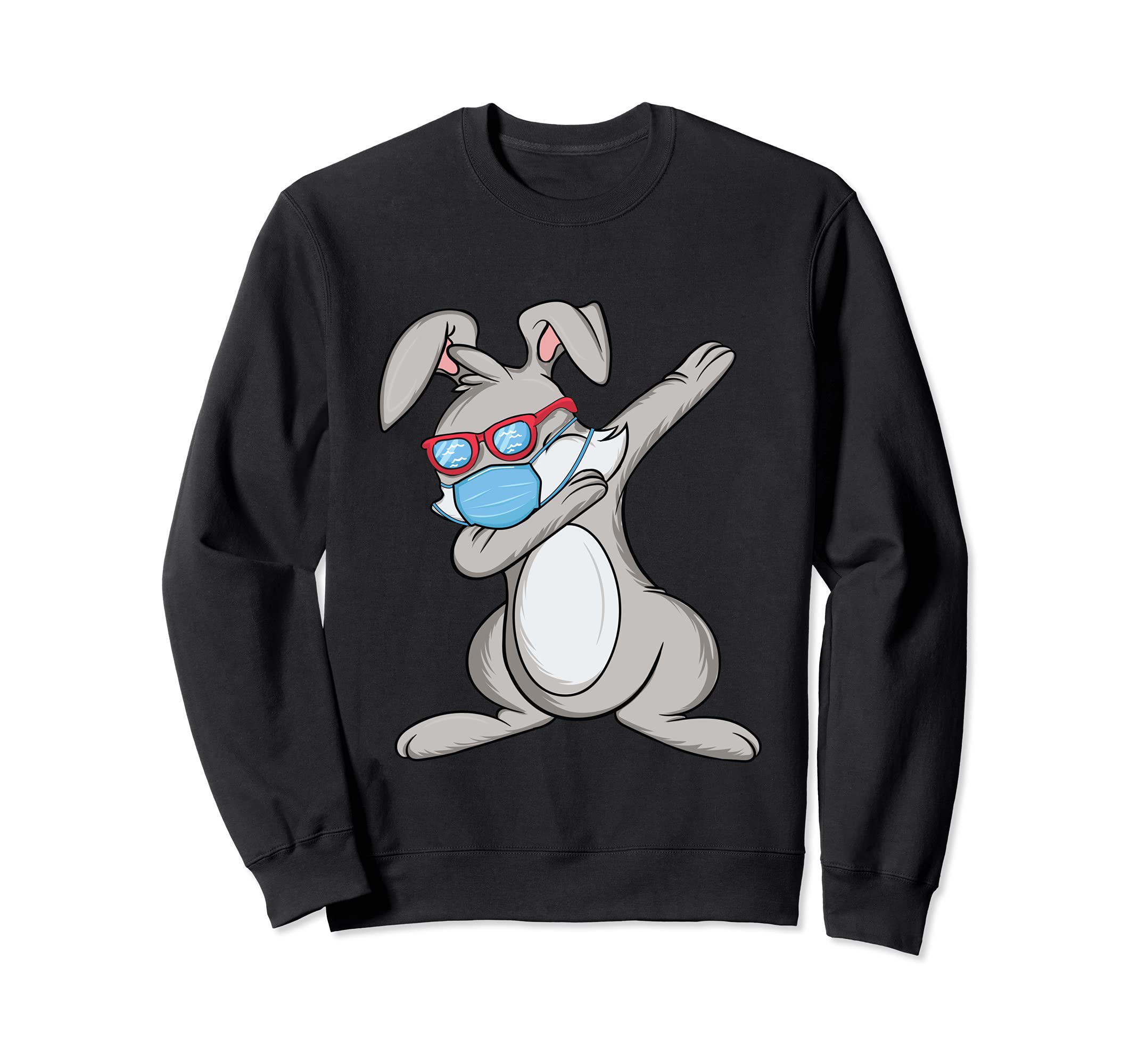 Dabbing Easter Bunny Wearing Face Mask Sweatshirt
