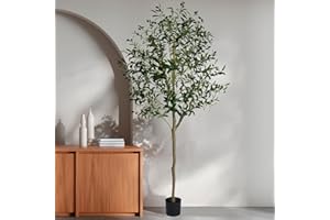 QUOVEXA Faux Olive Tree, 6ft Olive Trees Artificial Indoor with Realistic Leaves and Fruits, Tall Fake Tree, Artificial Trees for Home Decor, Artificial Plants for Living Room Bedroom Office