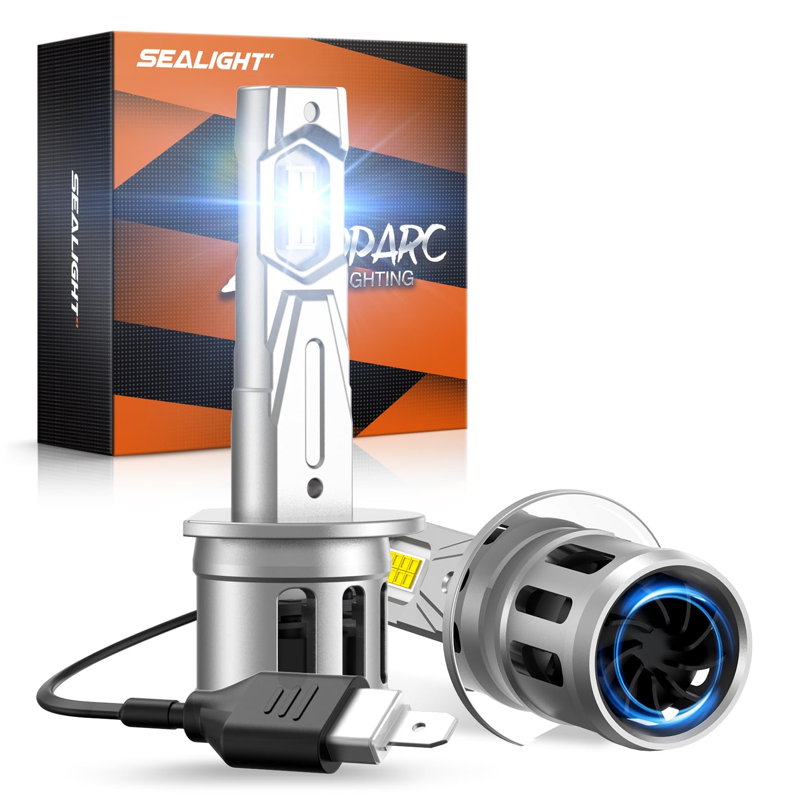 Photo 1 of SEALIGHT H1 Fog Lights, 800% 44?000LM Super Bright, 1:1 Real Size, 6500K Cool White for Off-Road Use, Plug and Play, H1 LED Bulbs with Fan, 2 Pack