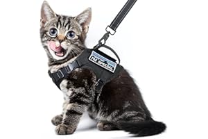 NANAPPICE Tactical Cat Harness and Leash,Large Cat Walking Vest Escape Proof,Adjustable Military Pet Vest with Control Handle,Molle Patches