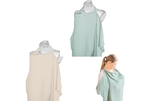 Asphodelia 2PCS Nursing Cover for Baby Breastfeeding,Muslin Breathable Breastfeeding Cover,Multi-use Carseat Canopy,Soft & Br