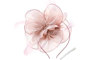 WATAME Fascinators for Women Girls Derby Hats Feather Flower Ribbons Fascinator Headband Wedding Cocktail Tea Party Hats