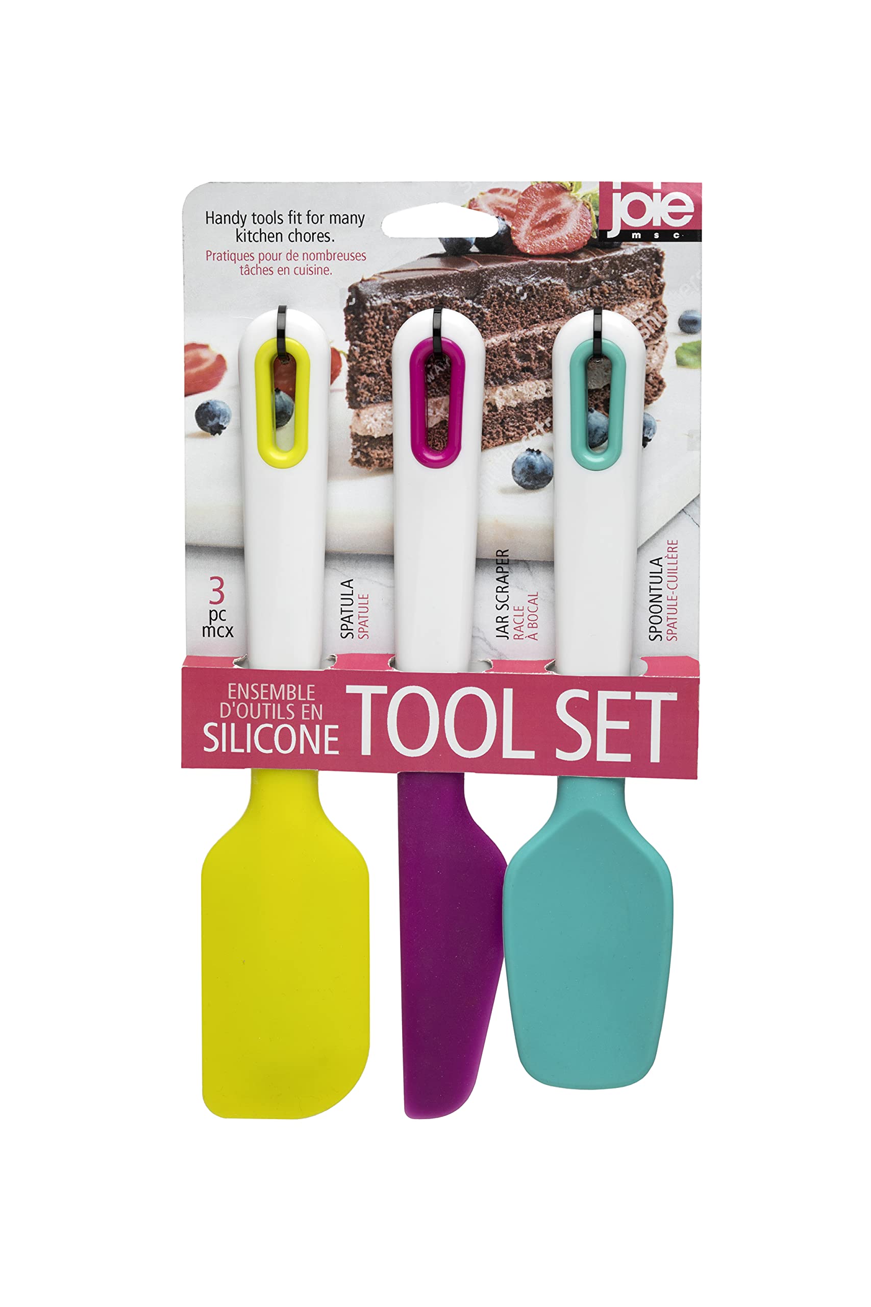 Joie Silicone Baking Spatula Set – 2-Piece Non-Scratch, BPA-Free Silicone Spatulas for Mixing, Scraping & Spreading, Multicolor