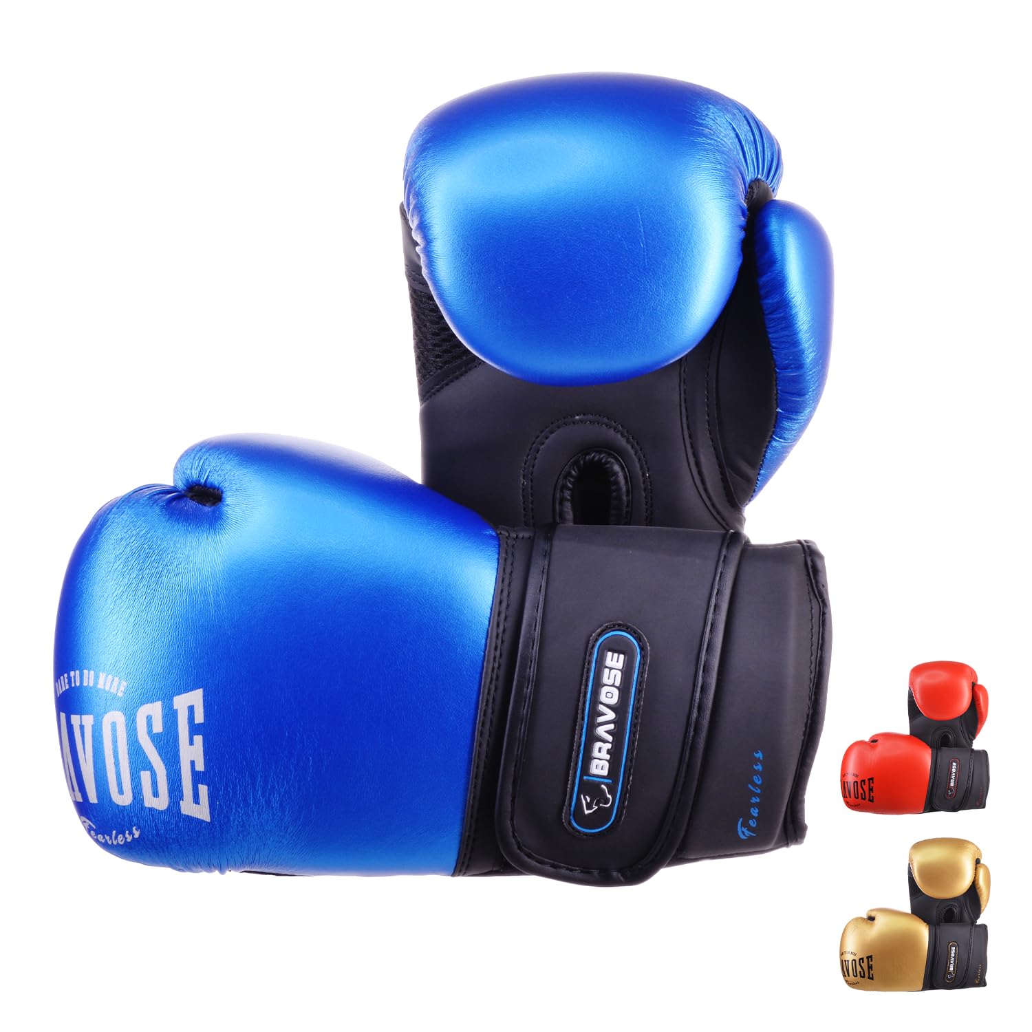 BRAVOSE Fearless Kids Boxing Gloves 6oz, Muay Thai Junior Boxing Gloves for Training, Sparring Mitts Junior Boxers | Ideal for Punching Bag, MMA, Kickboxing for Youth, Children, Boys, Girls - Blue