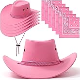 Zhanmai 12 Pcs Cowboy Hat and Bandana Cowboy Cowgirl Hats Bulk Western Party Costume Halloween Accessory