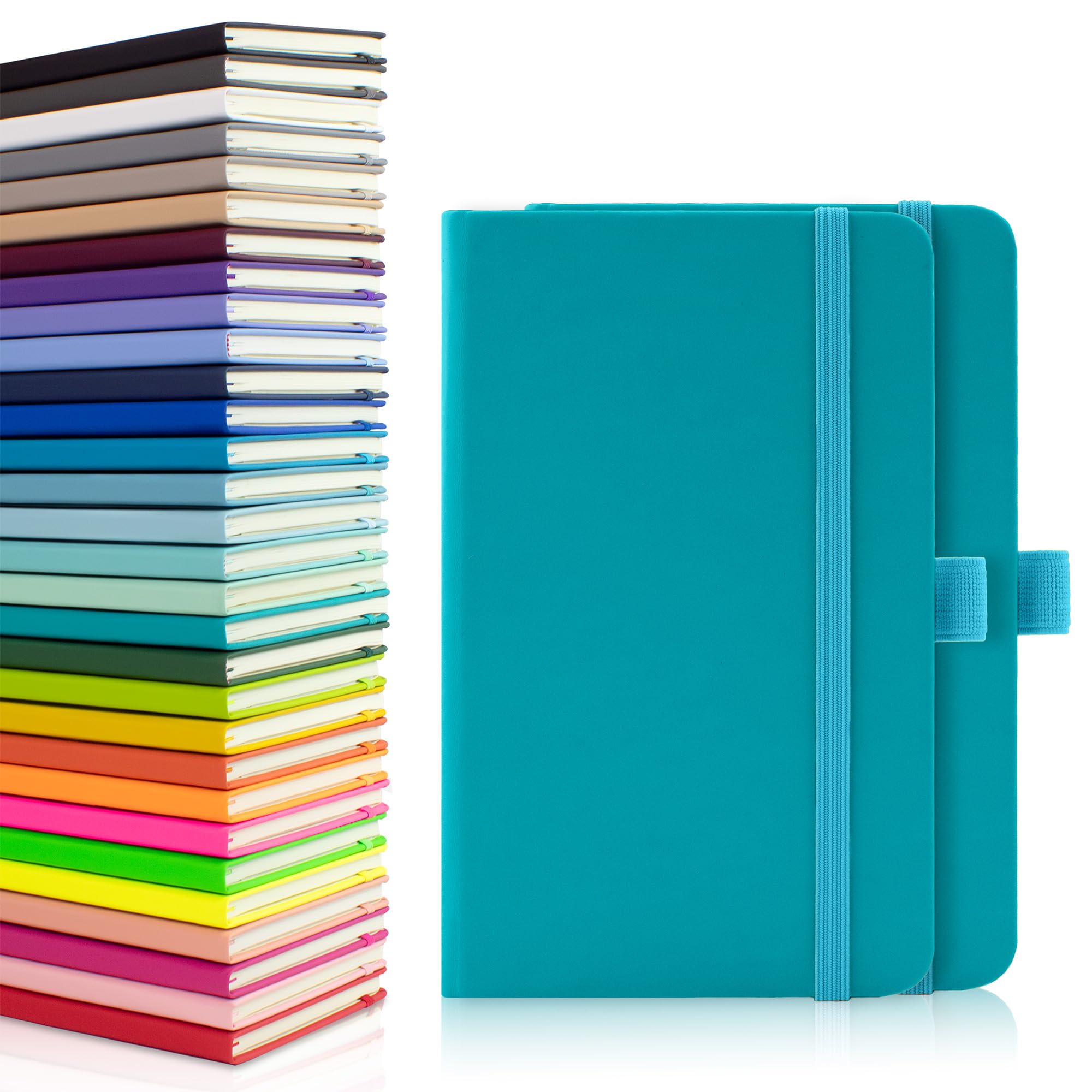 Notes London 2 x A6 Notebooks, Double Pack with Lined Pages, Pen Loop and Expandable Paper Pocket Hardback Medium Journal New Notepad Note Book Notes Diary Pad (Teal) — image 1