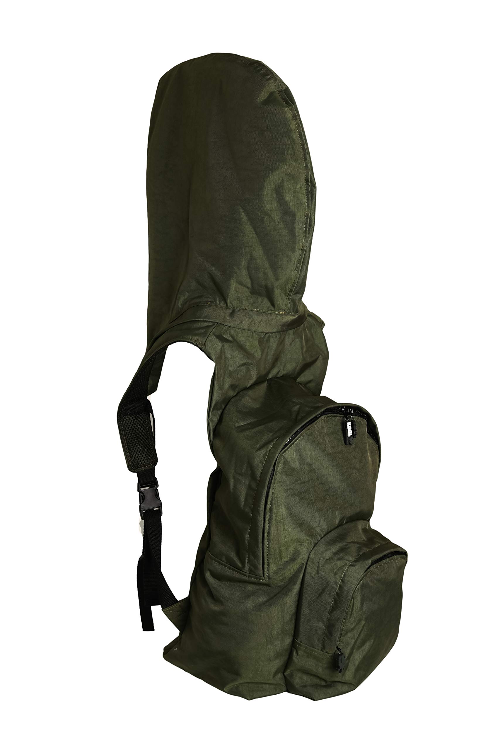 Morikukko Unisex-Adult Hooded Backpack Kool Green Khaki Backpack Green (Kool Green Khaki)