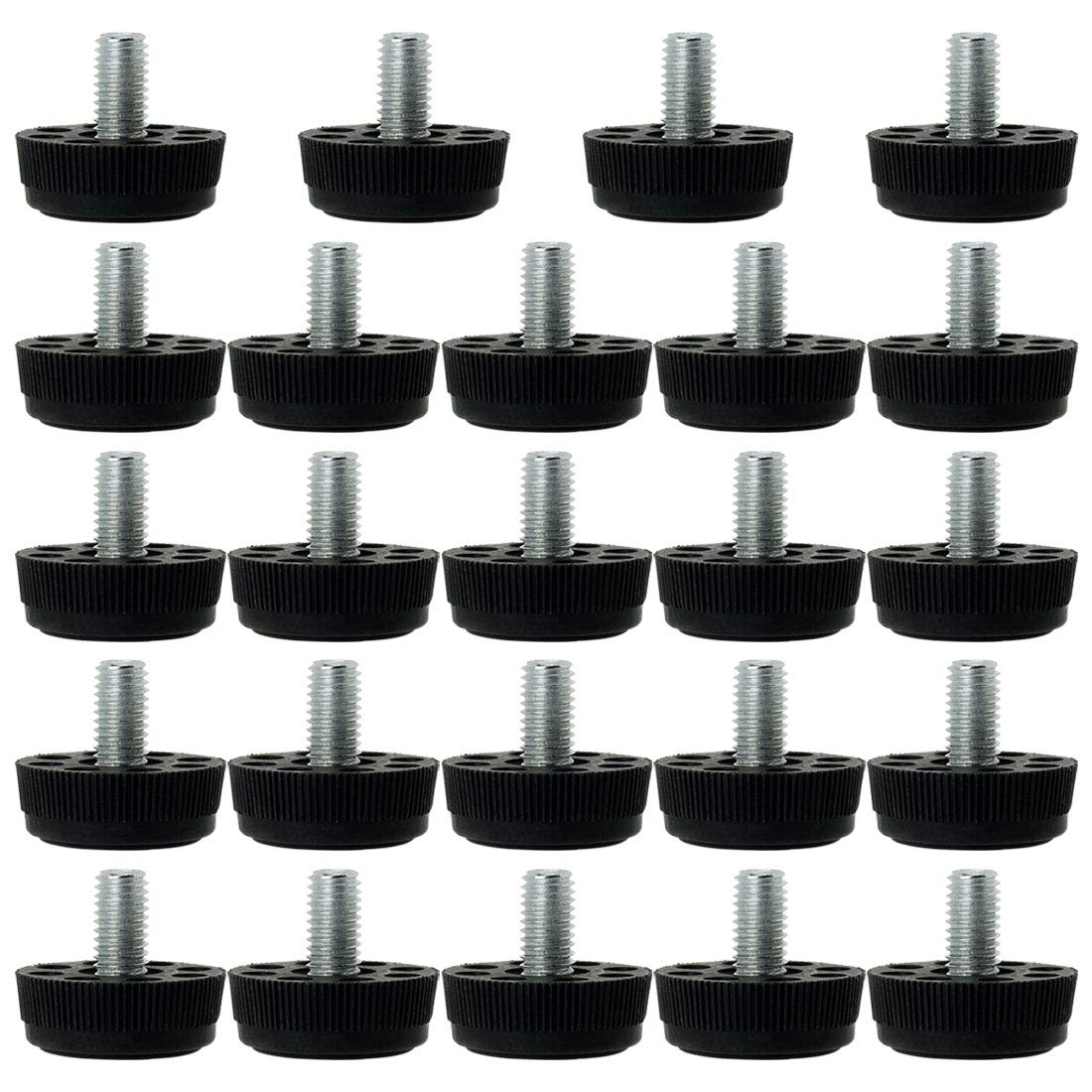 Sourcingmap M8 x 13 x 30mm Furniture Glide Leveling Feet Adjustable Leveler Floor Protector for Home Restaurant Table Leg 24 Pack