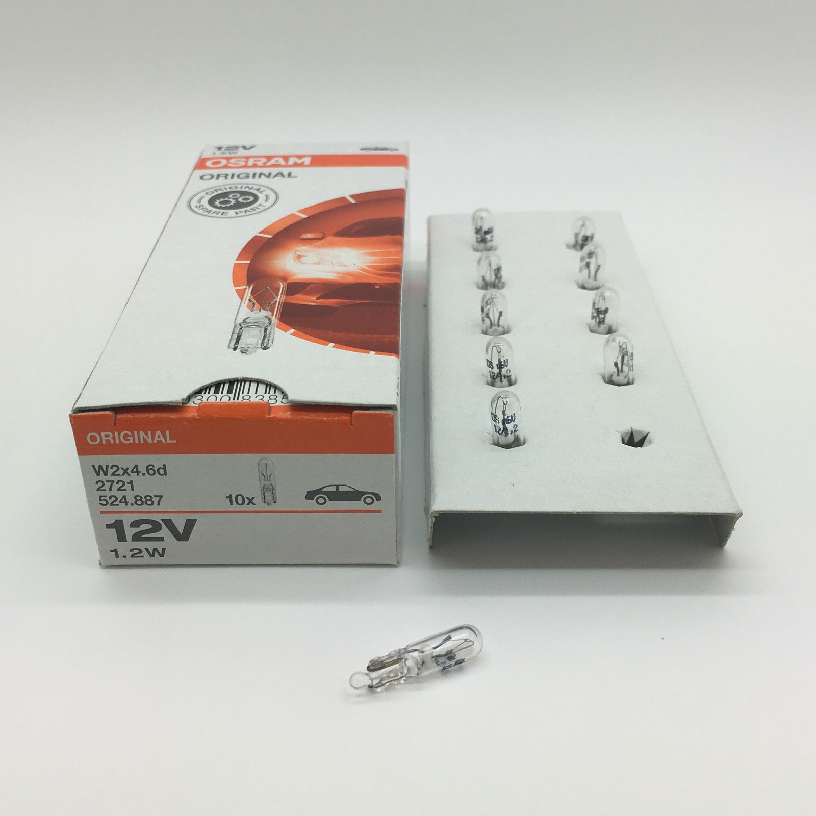 10 x Osram 286 Car Dashboard Instrument Panel Bulb T5 12v 1.2w W2x4.6Dd 2721