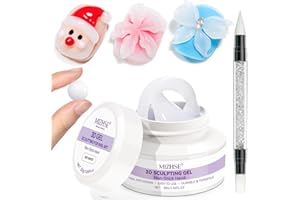 MIZHSE White 3D Gel Nail Art 30g Sculpting Gel Non-Sticky Molding Gels for Nails Solid U V LED Soak Off Gels Polish with Nail Art Pen Nail Design Home Manicure