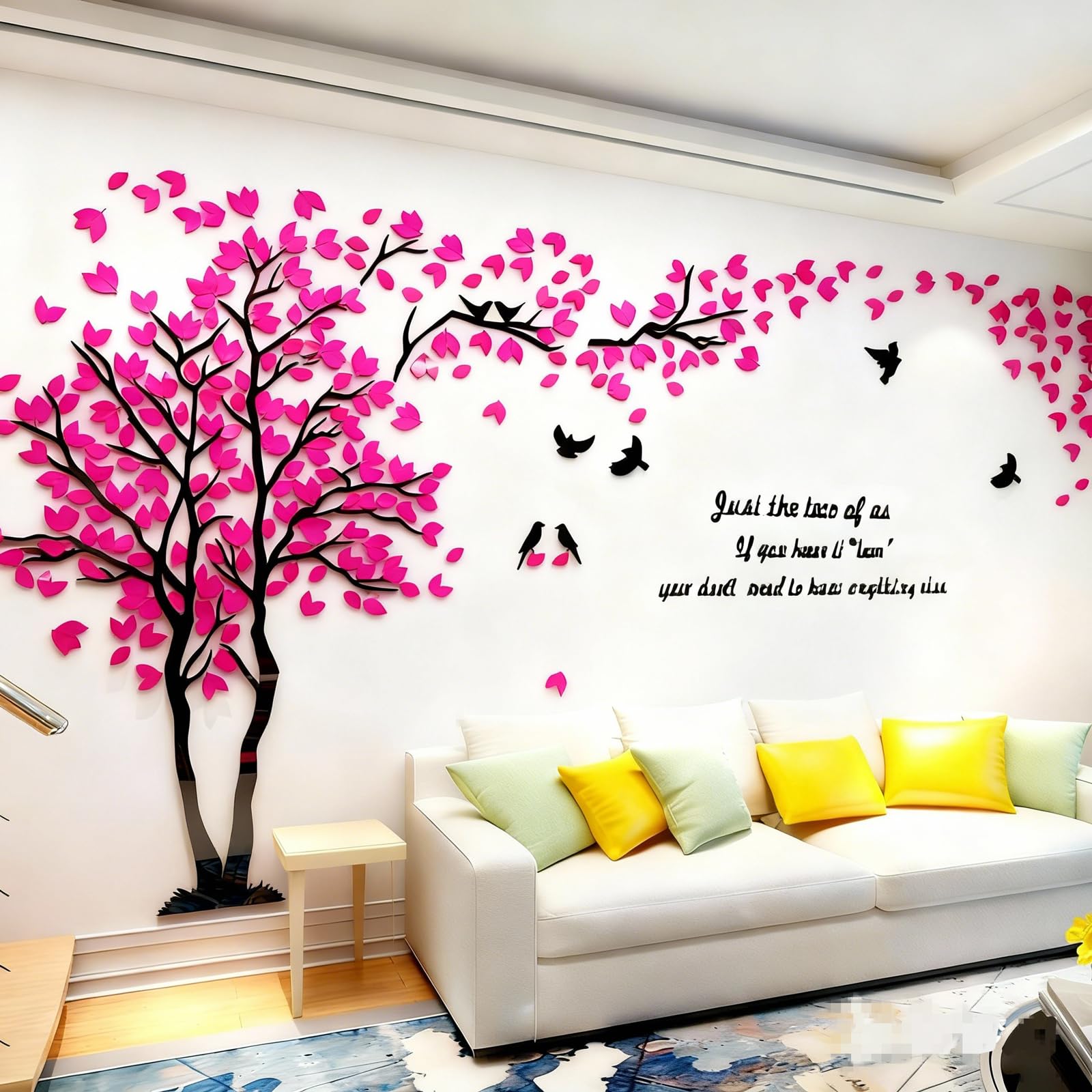 3D DIY Tree Wall Sticker Large Family Bird and Tree Wall Decal Art Mural Stickers Home Decor for Living Room Bedroom Home Decoration TV Backdrop Wall