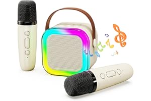 SHINEPICK Portable Karaoke Machine,Mini Wireless Karaoke Machine,with 2 Microphone,Bluetooth Karaoke Speaker,with Funny Voice,4-12 Years Old Karaoke Machine for Kids